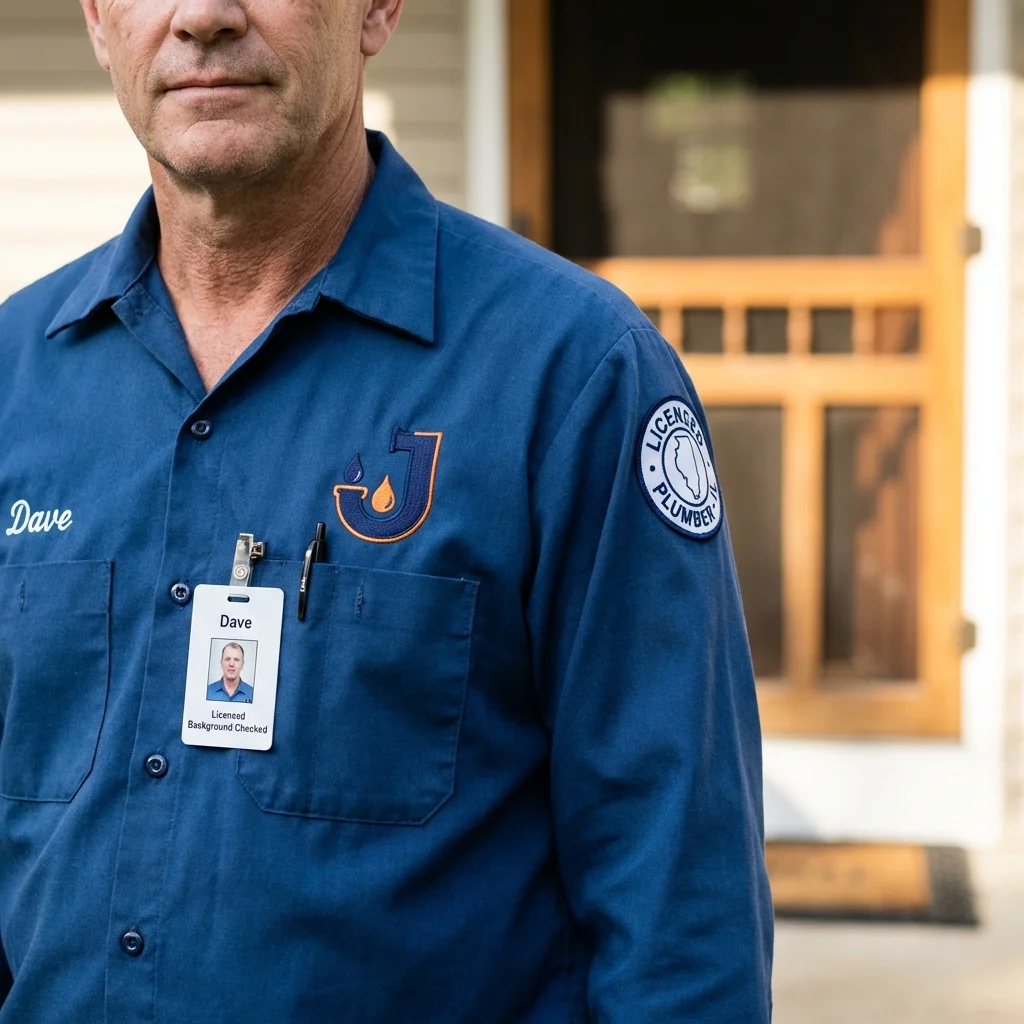 Licensed plumber showing ID badge in Four Oaks, NC