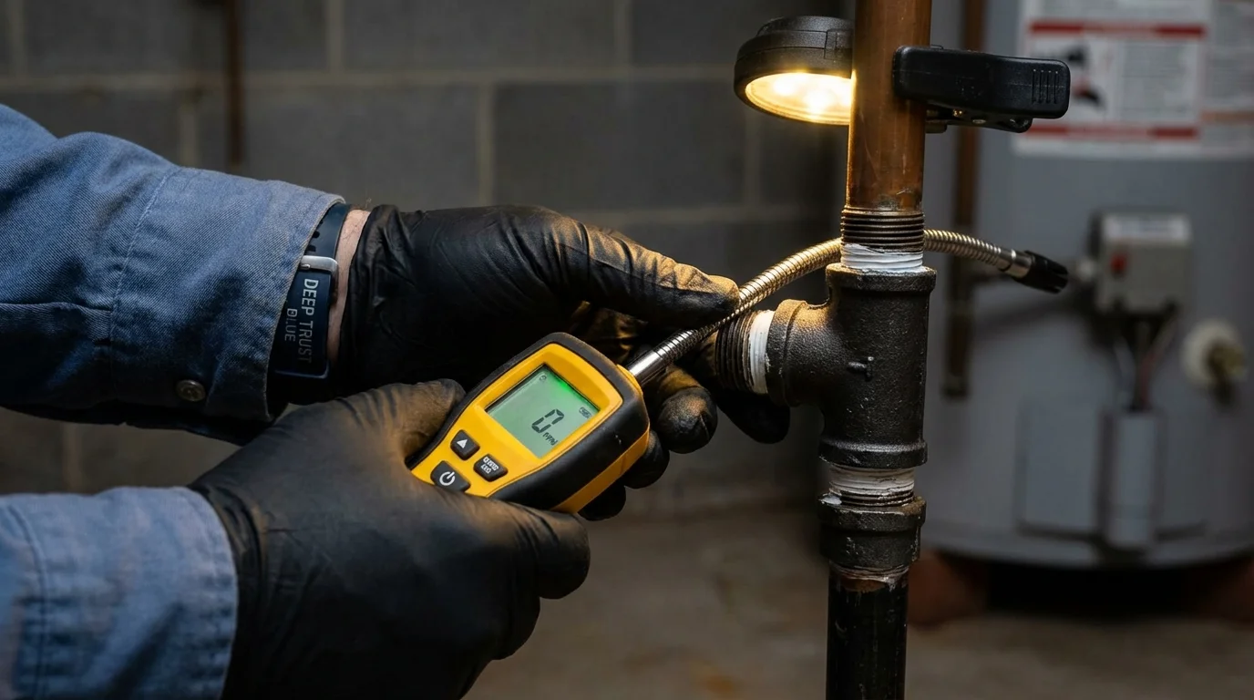 Gas leak detection with electronic sniffer by Johns Plumbing LLC in Four Oaks