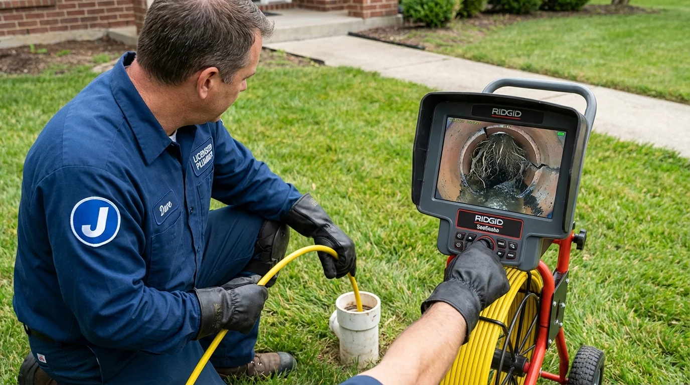 Sewer camera inspection being performed by Johns Plumbing LLC in Four Oaks
