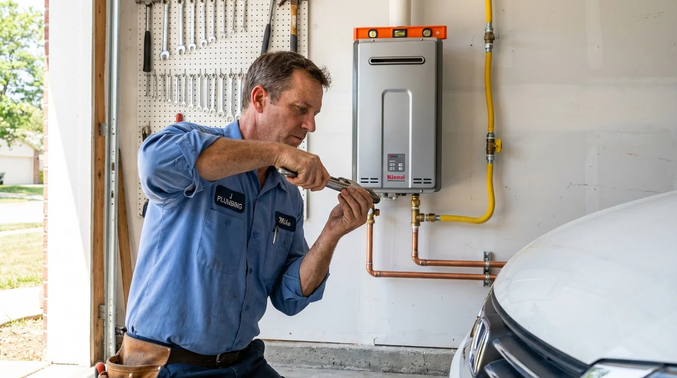Tankless water heater installation by a Johns Plumbing LLC plumber in Four Oaks
